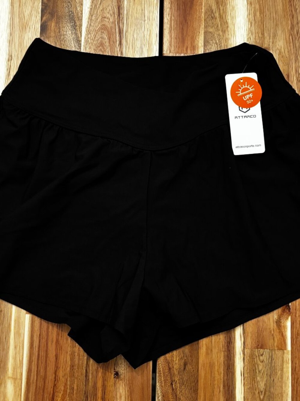 ATTRACO Women’s Black Athletic Running Shorts Size Small NWT UPF 50+ (2098)